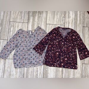 Lot of 2 Women’s Blouses Career Casual Lucky Brand Large & Gloria VanderbiltTops